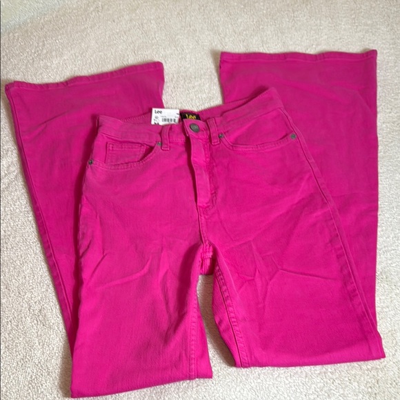 Lee-Pink High Rise Flare Jeans-New Size 26 - Picture 1 of 7